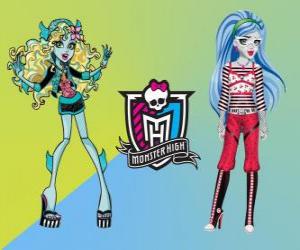 пазл Два студента из Monster High, Lagoona Blue и Ghoulia Yelps
